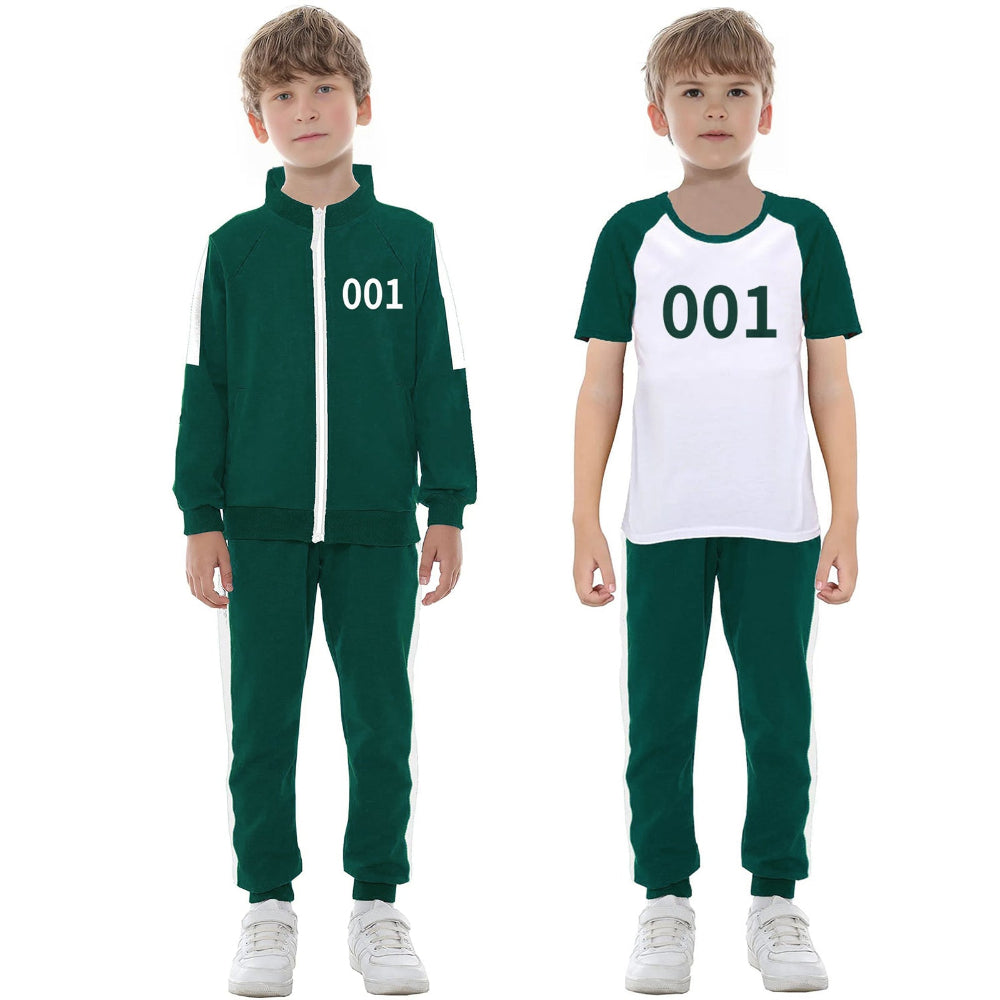 Kids 3PCS Players Cosplay Tracksuit Costume Green Sweatshirt Pants and T-shirt - Image 1