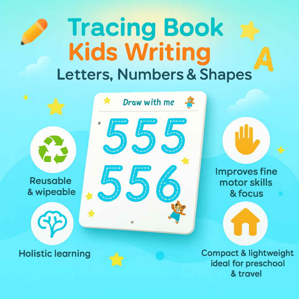 Tracing Book Kids Learning Letters Numbers and Shapes Workbook