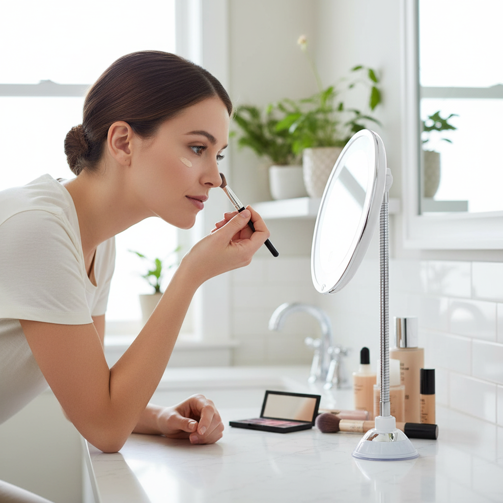 Magnifying Bathroom Mirror 10x Magnification Mirror Flexible Arm Mirror - Image 2