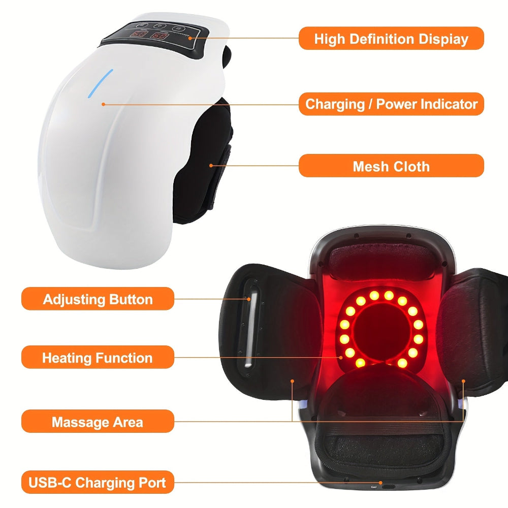 Massager Heated Knee Therapy Adjustable Strap Rechargeable Device
