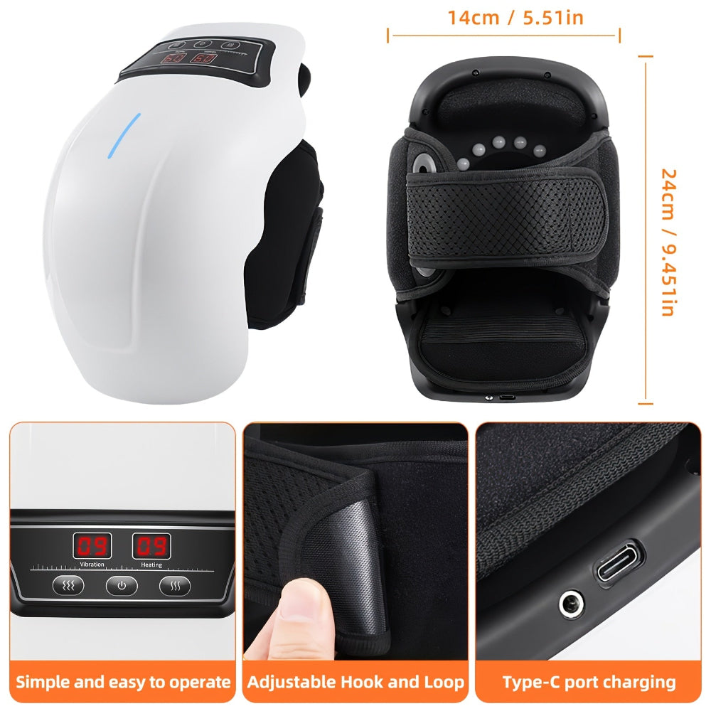 Massager Heated Knee Therapy Adjustable Strap Rechargeable Device