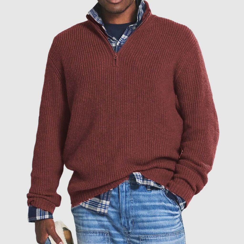 Men's Sweater Crew Neck Zipper Casual Layering Option - Image 1