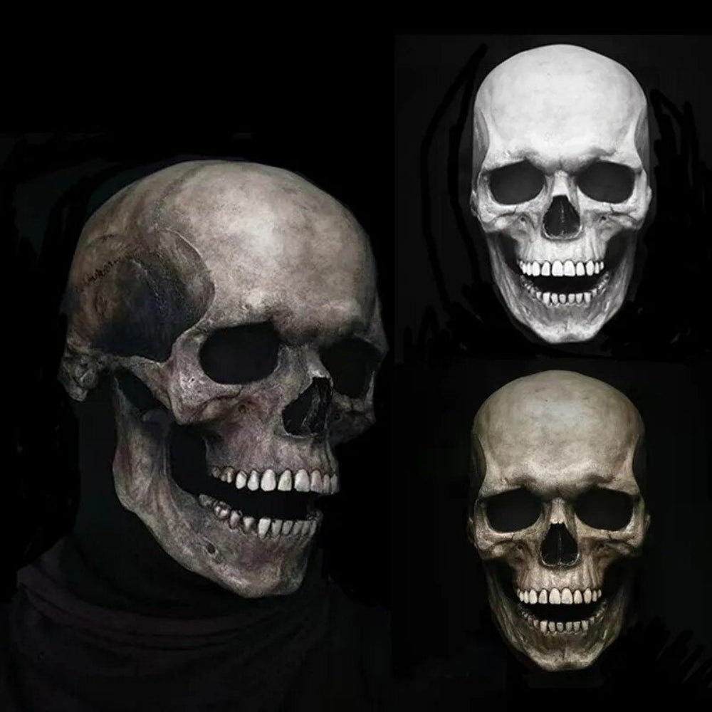 Movable Jaw Realistic Full Head Skull Mask - Human Skeleton Mask for Halloween Party - Image 1