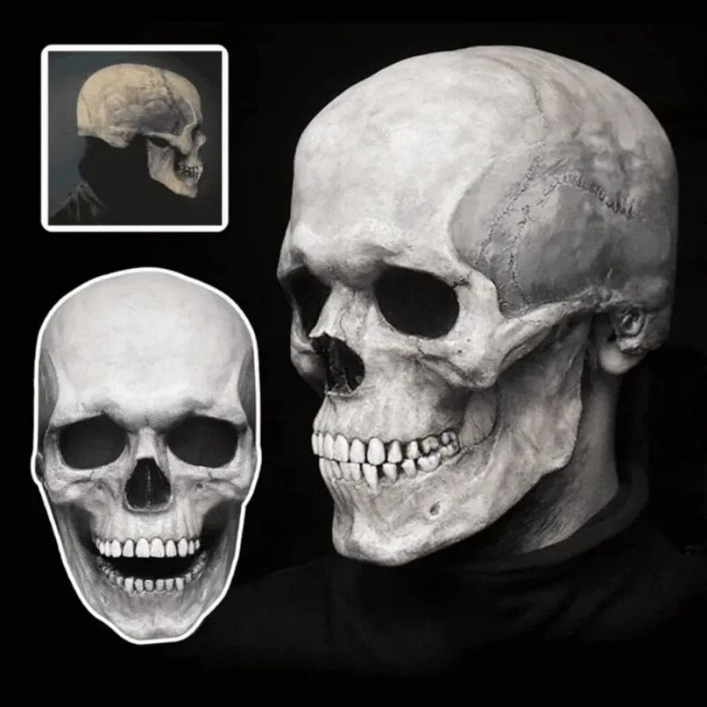 Movable Jaw Realistic Full Head Skull Mask - Human Skeleton Mask for Halloween Party - Image 2