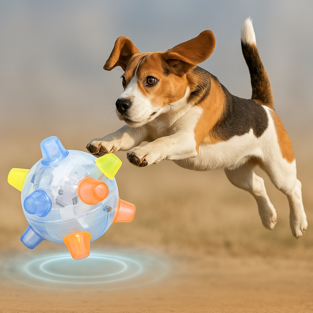 Juguete para perro pelota interactiva de goma con LED y rebote