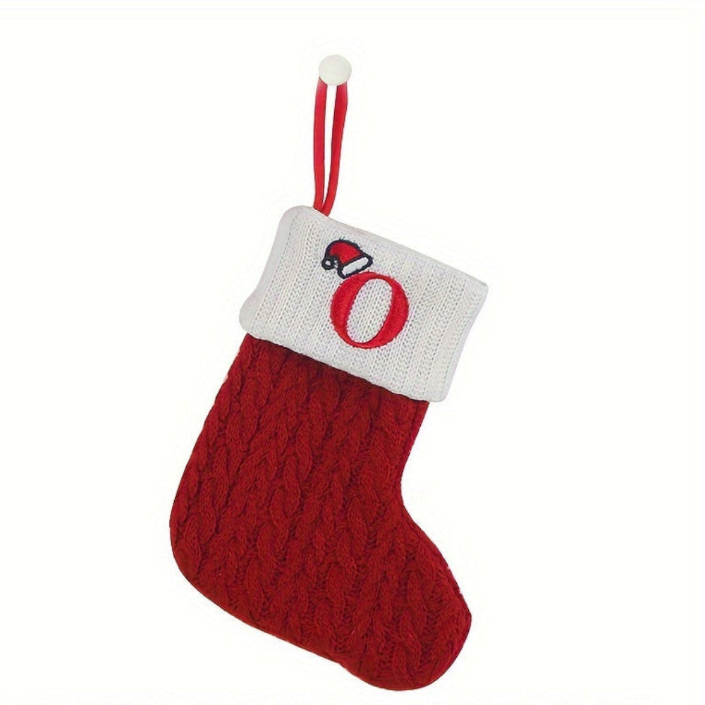 Christmas Stocking Knit Monogram Alphabet Decorative Holiday Sock