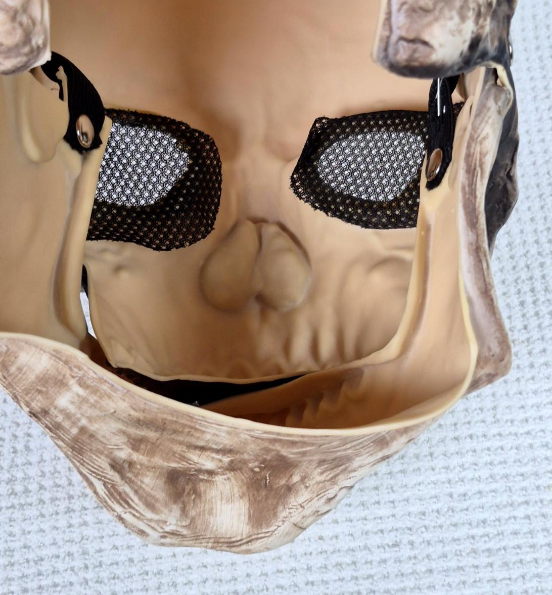 Totenkopfmaske mit beweglichem Kiefer realistische Latex Vollkopf Kostüm