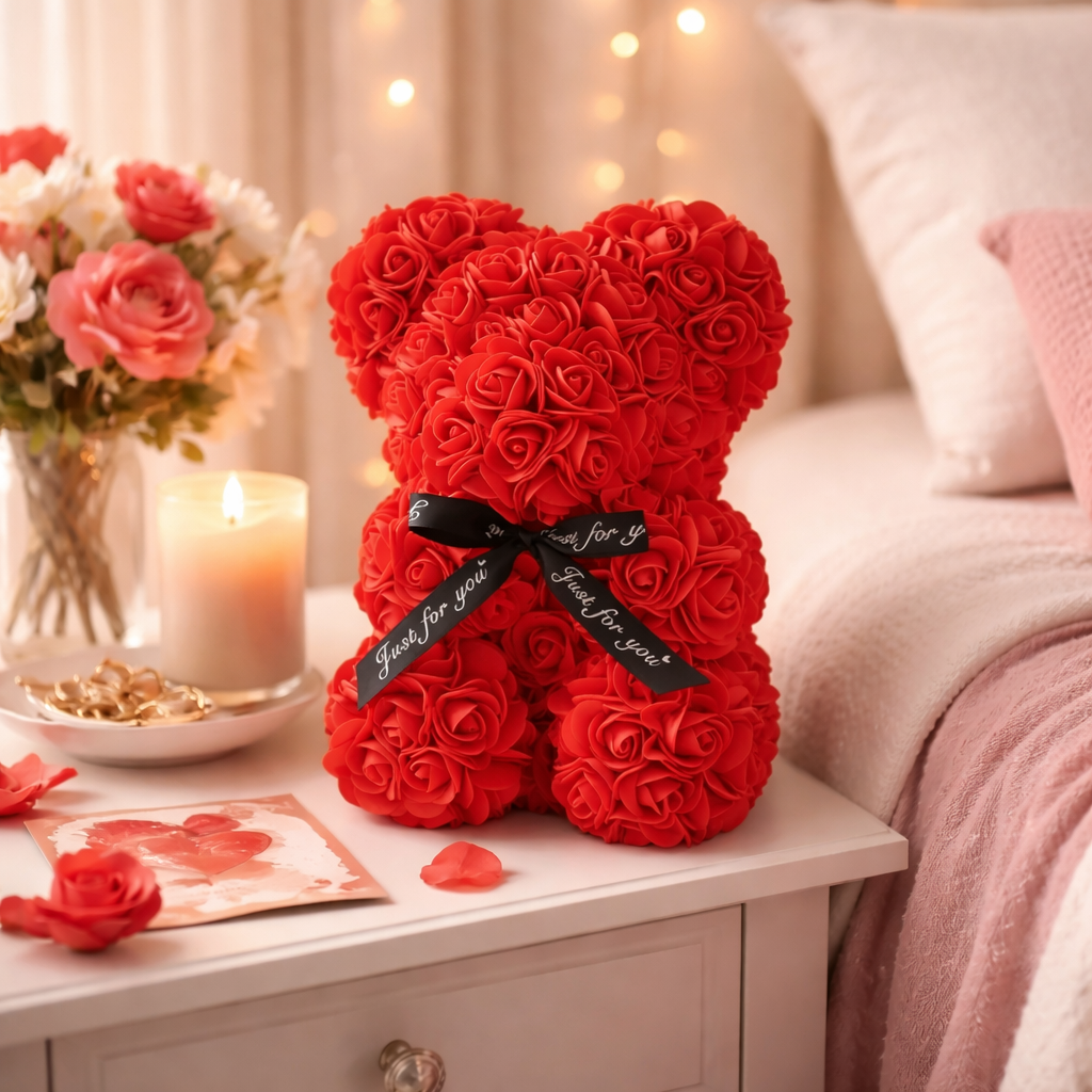 Rose Bear Gift Box Romantic Decorative Teddy