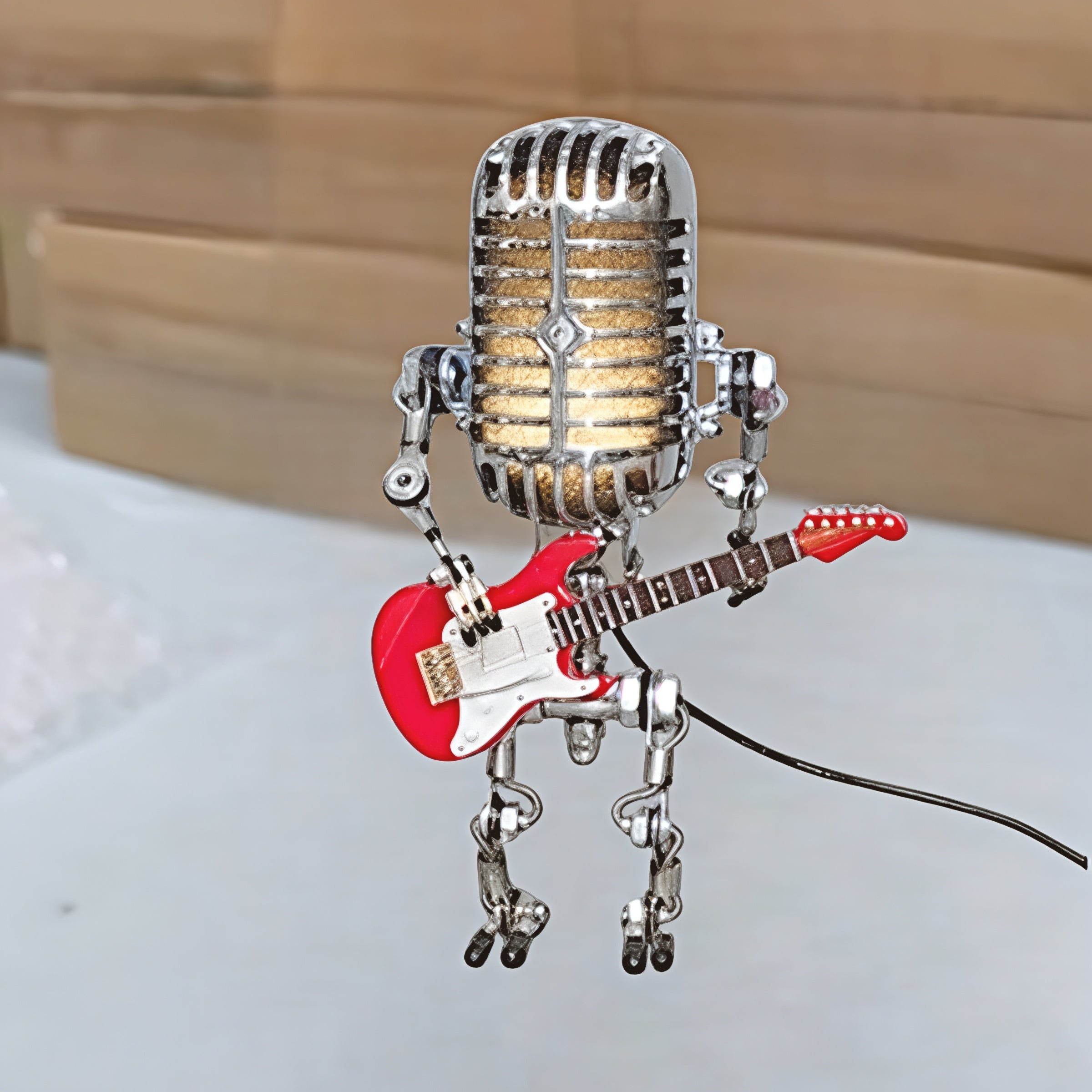 Table Lamp Robot Sculpture Metal Guitar Light