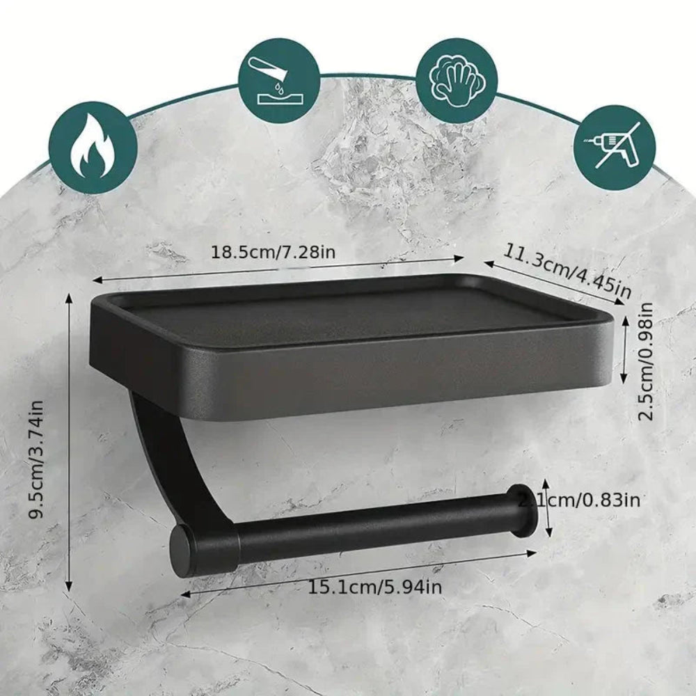 Toilet Roll Holder Stainless Metal Wall Shelf Modern