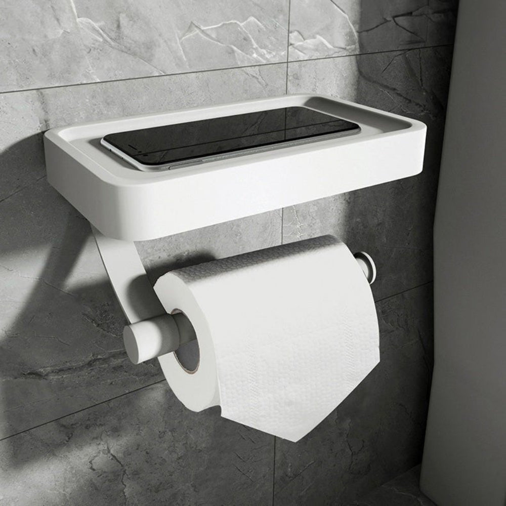 Toilet Roll Holder Stainless Metal Wall Shelf Modern