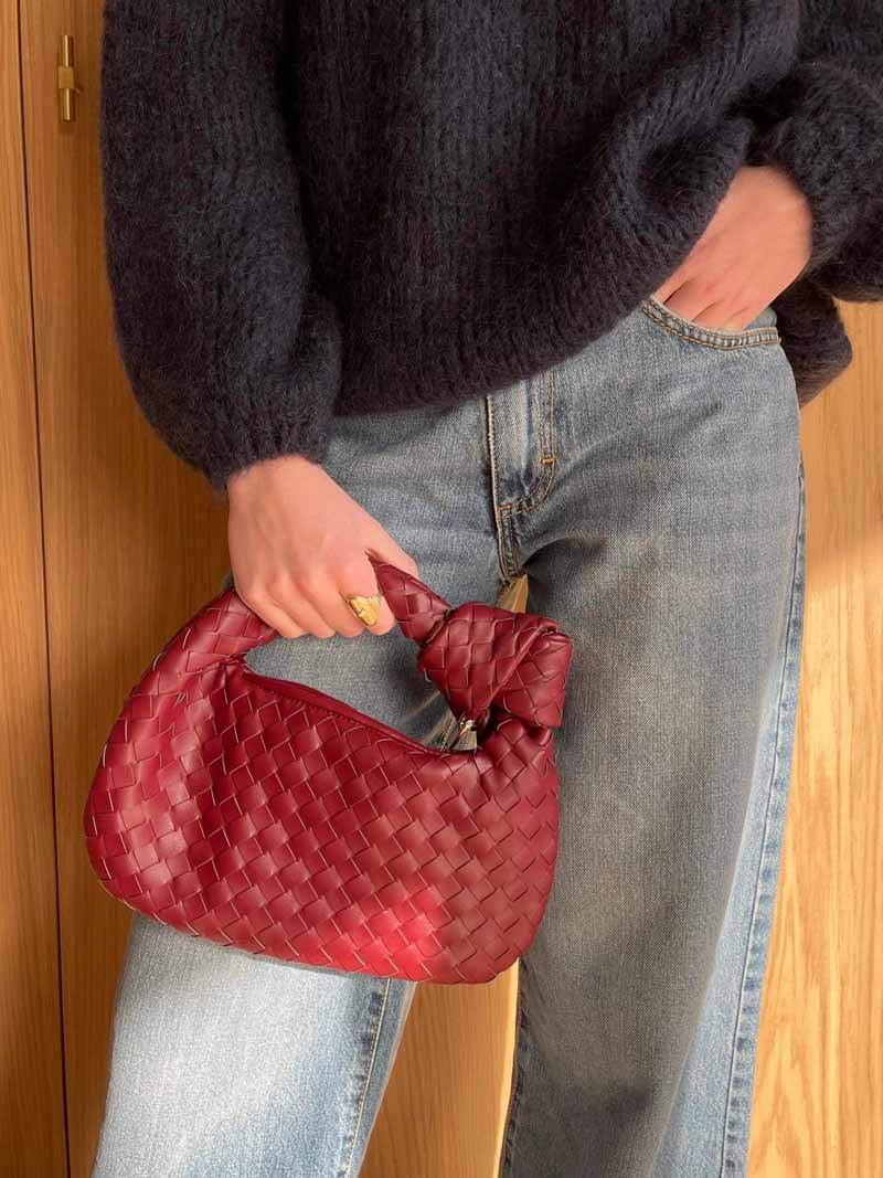 Handbag Vegan Leather Woven Shoulder Bag