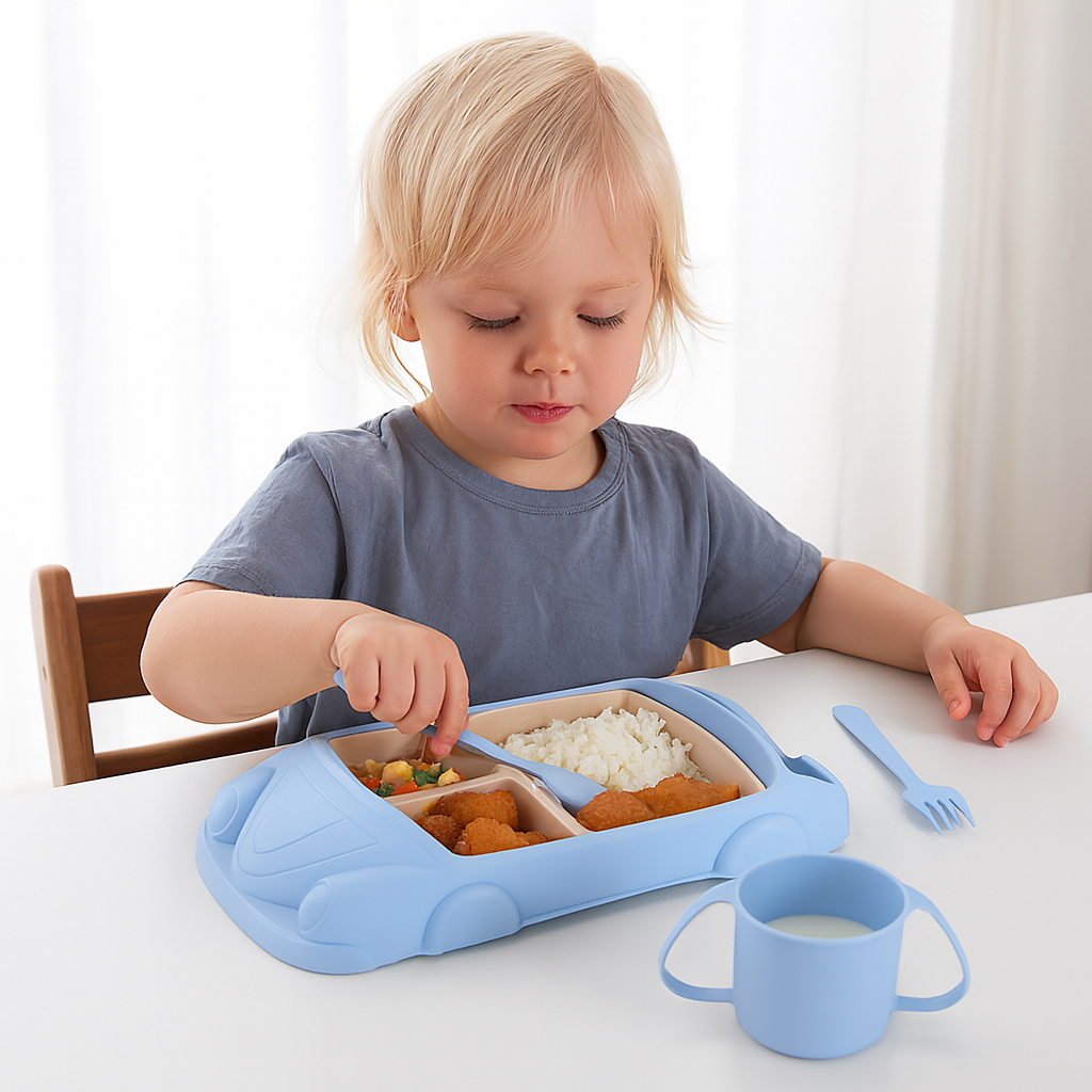 Kinder Teller Set Auto Stil Langlebiges Kunststoff Design